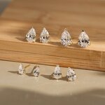 Stud Earrings Factory - OEM/ODM Custom Hypoallergenic Stud Pear Cut 8A Cubic Zirconia 925 Silver Earrings