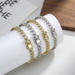 Gold Tennis Line Bracelet Manufacturer - OEM/ODM Custom Minimalist 925 Silver Tennis Line Bracelet 3mm Heart Cut Gold CZ