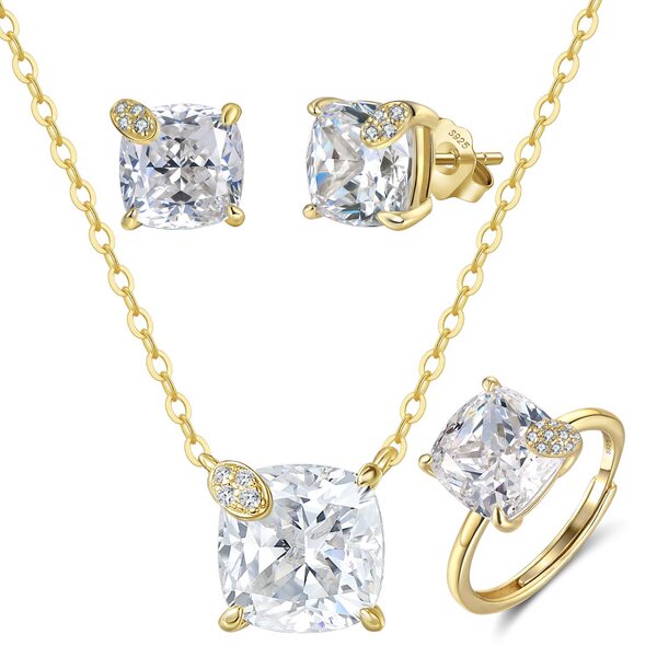 Earrings Necklace Set Factory - OEM/ODM Custom Earrings Necklace Set 925 Silver Water Drop Shape 8A CZ Jewelry Sets