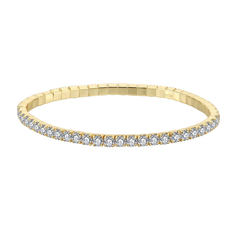 Gold Tennis Bracelet Stackable Manufacturer - OEM/ODM Custom Minimalist 925 Silver Tennis Bracelet Stackable 14K Gold Jewelry
