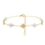 Black Shell CZ Ankle Bracelet Factory - OEM/ODM Custom Black Shell 5A CZ Four-leaf Clover Ankle Bracelet Adjustable Silver