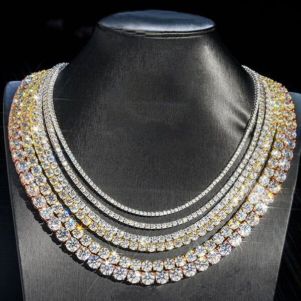 Tennis Chain Necklace Manufacturer - OEM/ODM Custom 925 Silver Gra VVS Moissanite Diamond Tennis Chain