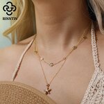 Choker Necklace Factory - OEM/ODM Custom S925 Silver Black Shell 5A CZ Four-Leaf Clover Charm Choker