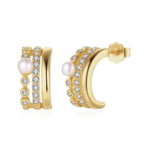 Fashion Trendy Jewelry Ring Manufacturer - OEM/ODM Custom 925 Silver 14K Gold Plated Rings with Pearl CZ Baroque Pearl