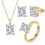 Jewelry Set Manufacturer - OEM/ODM Custom 14K Gold Plated 925 Silver Moissanite Ring Earrings Necklace Set