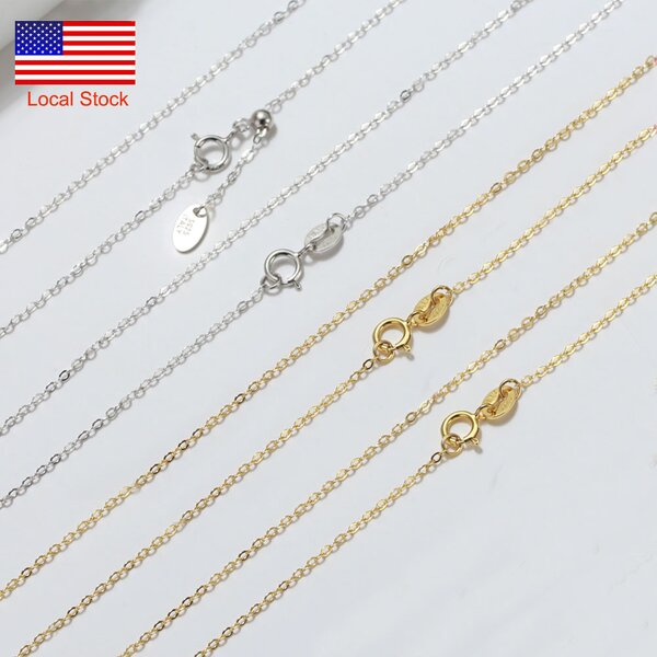 Thin Chains Manufacturer - OEM/ODM Custom Thin Chains 1mm 925 Silver 14K Gold Plated Cable Chain Necklace