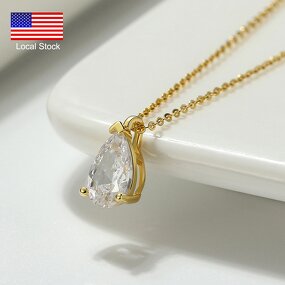 Pear Necklace Manufacturer - OEM/ODM Custom Pear Necklace 925 Silver 14K Gold Plated Pear Cut Cubic Zirconia