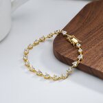 Elegant Tennis Bracelet Factory - OEM/ODM Custom Elegant 925 Silver 14K Gold Plated Tennis Bracelet 3mm Round Emerald Cut CZ