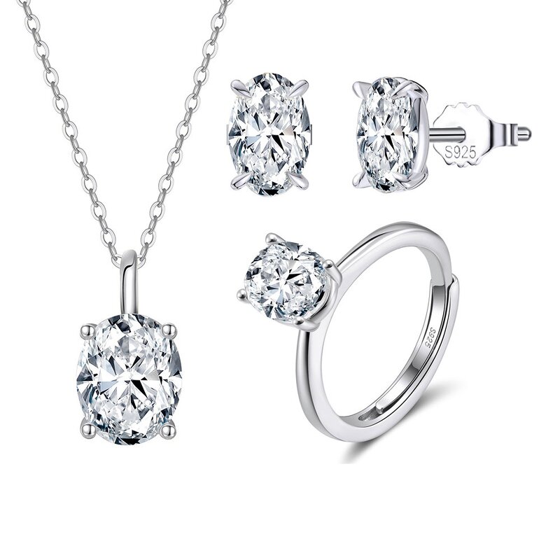 Moissanite Necklace Set Factory - OEM/ODM Custom 925 Sterling Silver Water Drop Shape Moissanite Diamond Set