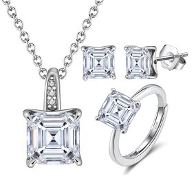 Earrings Ring Necklace Set Manufacturer - OEM/ODM Custom Earrings Ring Necklace Set 925 Silver Oval Cut 8A CZ Jewelry Sets