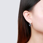 Statement Earrings Factory - OEM/ODM Custom S925 Silver Statement Earrings Multicolored CZ Pendant Hoop Drop Earrings