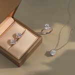 Moissanite Necklace Set Factory - OEM/ODM Custom 925 Sterling Silver Water Drop Shape Moissanite Diamond Set