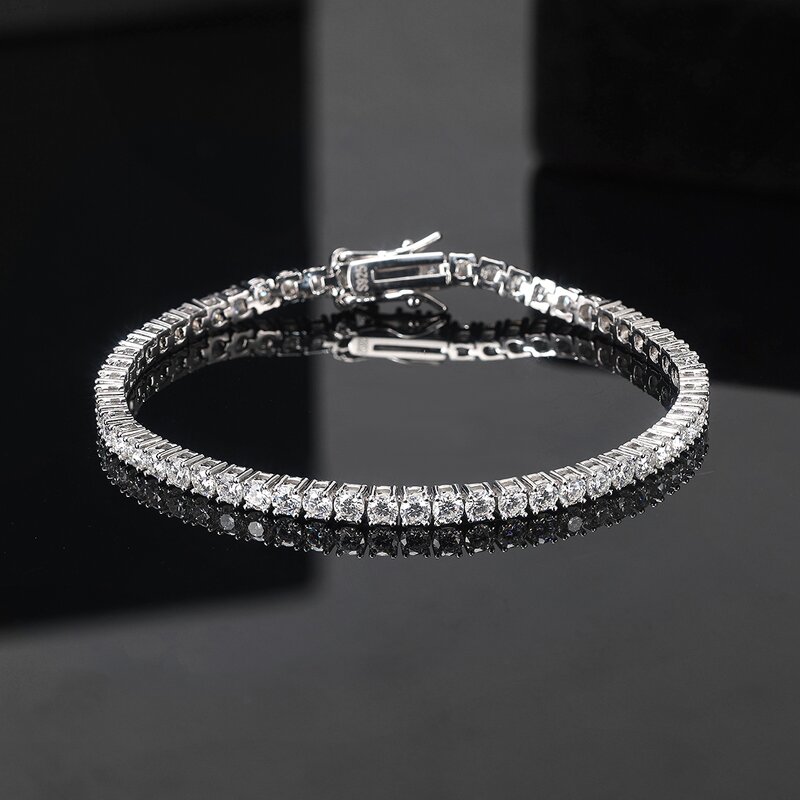 Moissanite Tennis Bracelet Factory - OEM/ODM Custom 925 Silver Moissanite Tennis Bracelet 3mm with GRA Certificate