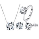 Luxury Wedding Jewelry Set Factory - OEM/ODM Custom Luxury Wedding Jewelry Set 925 Silver Princess Cut 8A CZ Necklace Sets