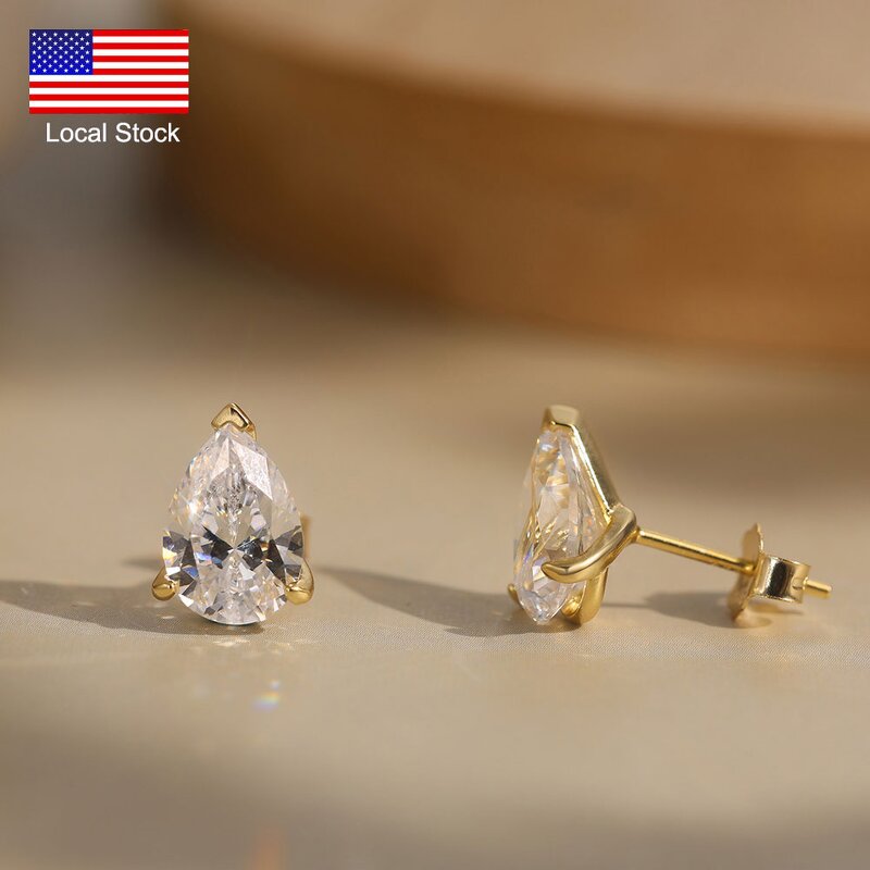 Stud Earrings Factory - OEM/ODM Custom Hypoallergenic Stud Pear Cut 8A Cubic Zirconia 925 Silver Earrings