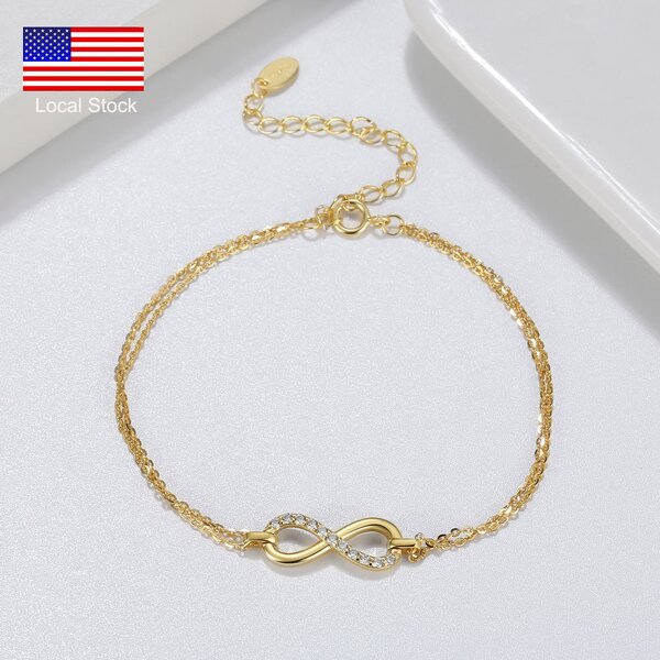 Adjustable Bracelet Manufacturer - OEM/ODM Custom Women's 925 Silver Infinity Endless Love Symbol Charm Bracelet