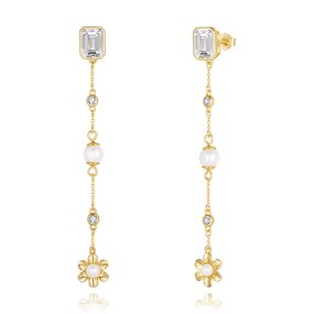 Flat Edge Hoop Earrings Manufacturer - OEM/ODM Custom Hypoallergenic 925 Silver Wide Flat Edge Hoop Earrings 14K Gold Pearl