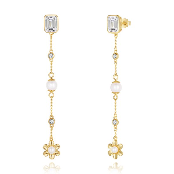 Flat Edge Hoop Earrings Manufacturer - OEM/ODM Custom Hypoallergenic 925 Silver Wide Flat Edge Hoop Earrings 14K Gold Pearl