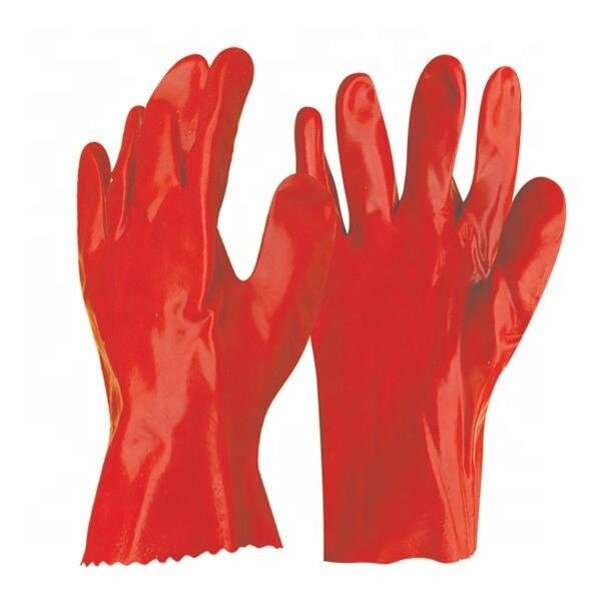 Red PVC Chemical Gloves Factory - OEM/ODM Custom Safe Work Red PVC Chemical Resistant Gloves 27 cm