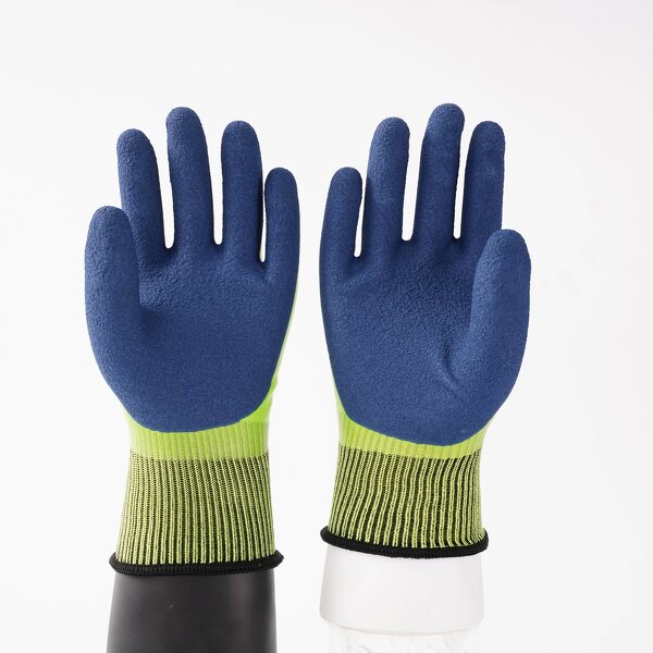 Protective Hand Fluorescent Green Gloves Manufacturer - OEM/ODM Custom Fluorescent Green Polyester Latex Coated Gloves EN388
