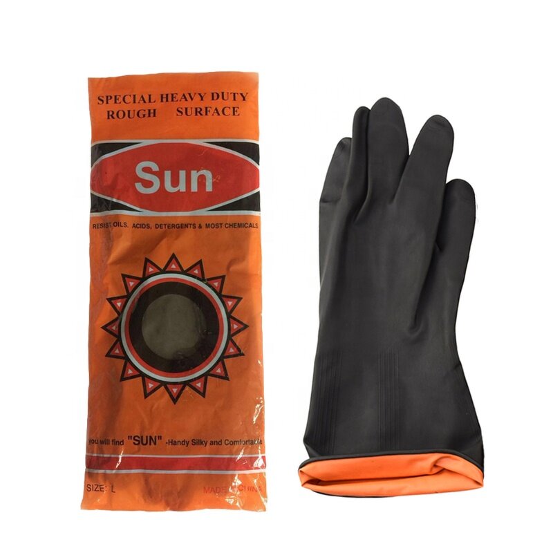 Anti-Slip Heavy Duty Gloves Manufacturer - OEM/ODM Custom Black Latex Industrial Gloves CE Anti-Slip Palm