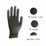PU Coated Work Gloves Factory - OEM/ODM Custom 13 Gauge Polyester Grey PU Coated Antistatic Gloves