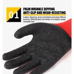 Safety Glove Latex Wrinkle Gloves Manufacturer - OEM/ODM Custom 13 Gauge Red Nylon Black Latex Coated Gloves