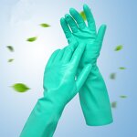 Reusable Dishwashing Gloves Factory - OEM/ODM Custom Flocking Green Nitrile Reusable Chemical Gloves