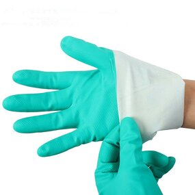 Chemical Resistant Industrial Gloves Factory - OEM/ODM Custom 13 Inches Green Nitrile Flock Line Gloves