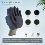 Latex Coated Work Gloves Manufacturer - Green-Blue Black Latex Sandy Finish