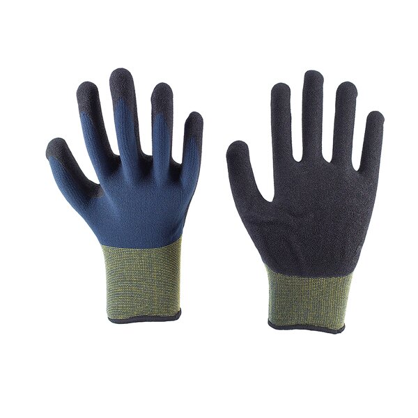 Latex Coated Work Gloves Manufacturer - Green-Blue Black Latex Sandy Finish