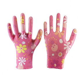 Printed Nitrile Coated Gloves Supplier - for Gardening Woman Farming Construction
