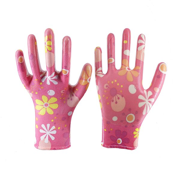 Printed Nitrile Coated Gloves Supplier - for Gardening Woman Farming Construction