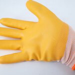 Latex Coated Gloves Factory - Anti-Slip Polyester Yellow Latex Finish Work Gloves