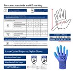 Latex Coated Work Gloves Supplier - Blue Nylon Blue Latex Palm Crinkle Gloves