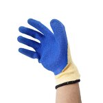 Latex Coated Work Gloves Supplier - Yellow Polyester-Cotton Blue Latex Crinkle