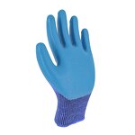 Latex Coated Work Gloves Supplier - Blue Nylon Blue Latex Palm Crinkle Gloves