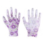 PU Coated Work Gloves Supplier - Pink Flower Printed Anti-Static Safety Gloves