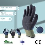 Latex Coated Work Gloves Manufacturer - Green-Blue Black Latex Sandy Finish