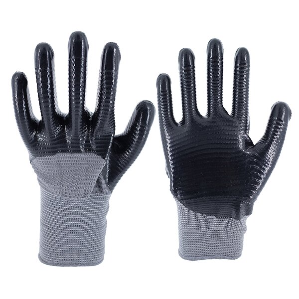 Nitrile Coated Gloves Factory - Grey Polyester Three Quarter Coating Industrial