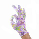 Printed PU Coated Gloves for Women Manufacturer - 13 Gauge Polyester Lining