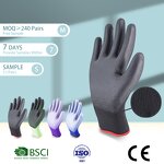 PU Coated Construction Gloves Manufacturer - Black Breathable CE Protection Work