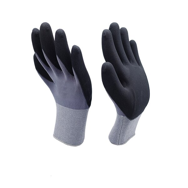 Nitrile Foam Coated Gloves Factory - Black Foam Finish Palm Coated Work Gloves
