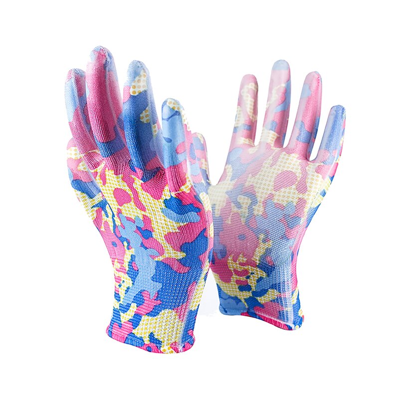 Custom Printed PU Coated Gloves Factory - Colorful Garden Gloves for Women