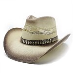 Straw Hat Supplier - Unisex Wide Brim Western Straw Cowboy Cowgirl Hat