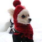 Pet Hat Set Supplier - Winter Warm Stripes Knitted Hat Scarf Set for Dog
