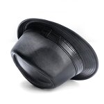 Fedora Hat Supplier - Vintage Bowler Hat Short Brim PU Leather Jazz