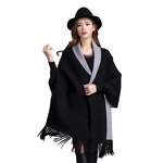 Poncho Manufacturer - Winter Loose Knitted Tassel Poncho Batwing Sleeve