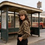 Baseball Hat Manufacturer - Women Suede Flat Top Leopard Pattern Snapback