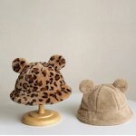 Bucket Hat Manufacturer - Kids Faux Fur Warm Basin Hat with Bear Ear